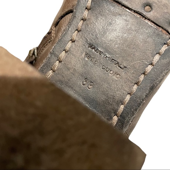 Leather Made in Italy Block Heel Flat Round Rivet Detail Inside Zip Ankle Boot - Picture 11 of 16